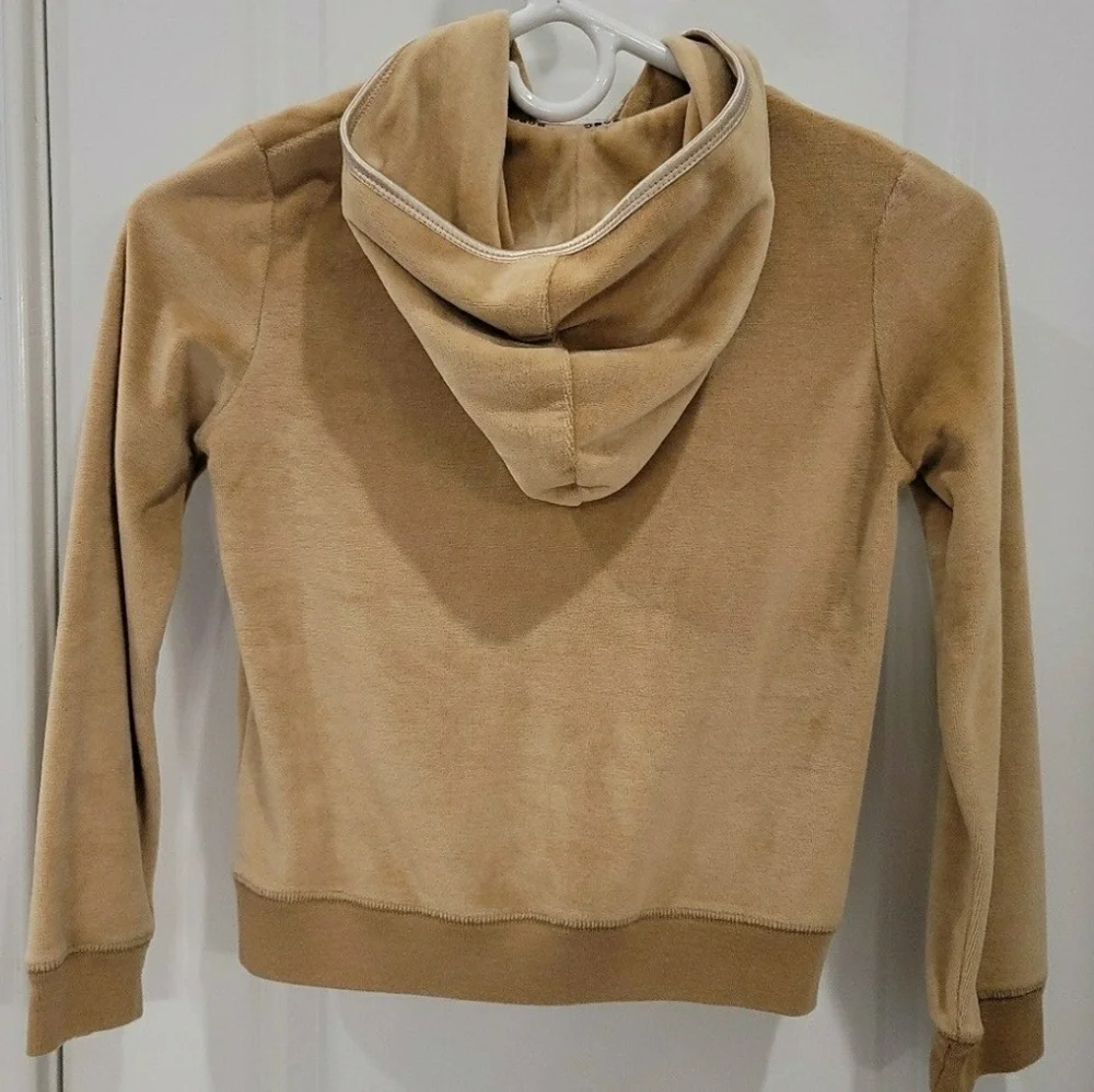 BCBGMaxAzria Hooded Gold Velvet Rhinestone Jacket - Size Girls 8